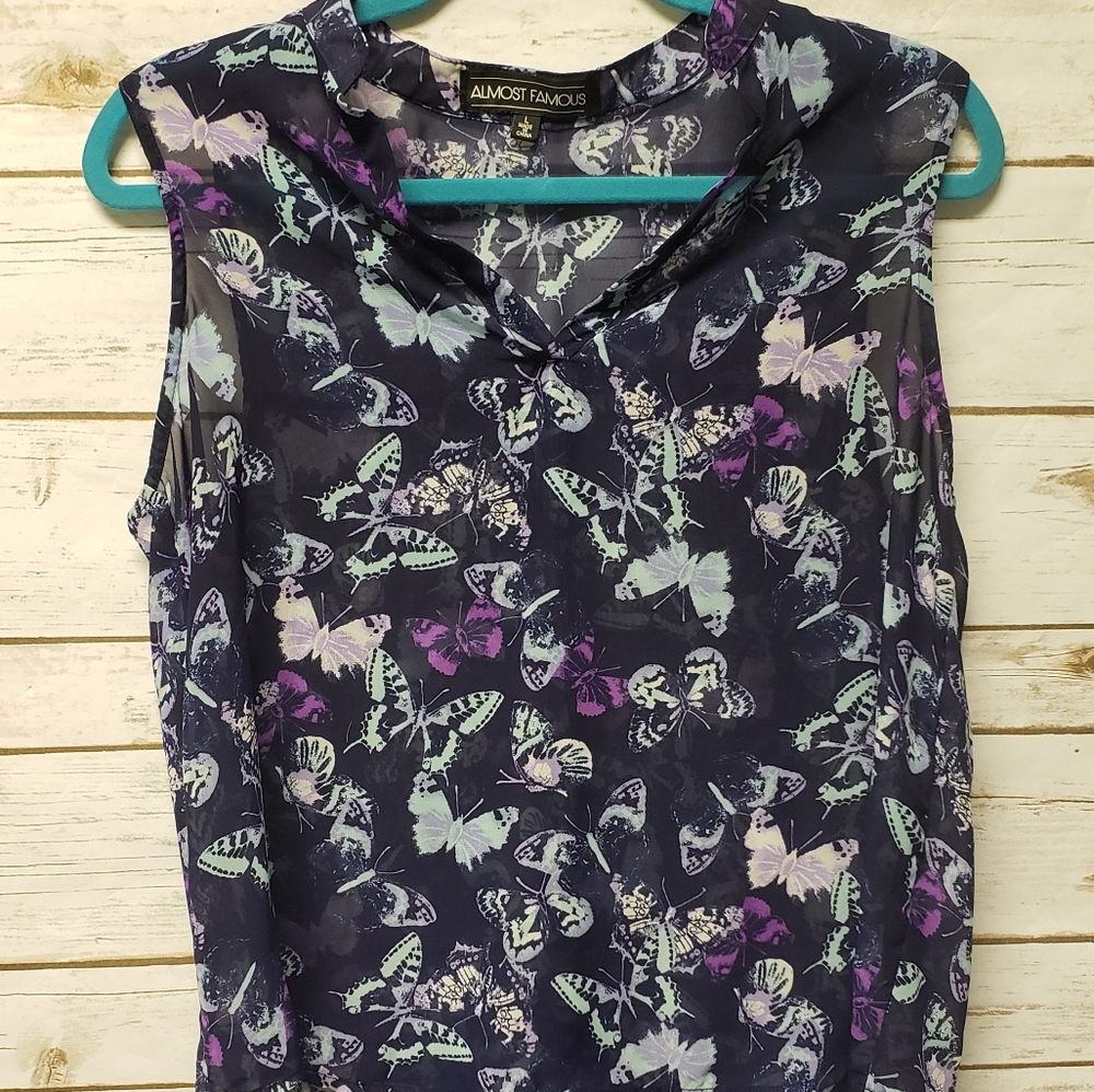 Almost Famous butterfly blouse tank